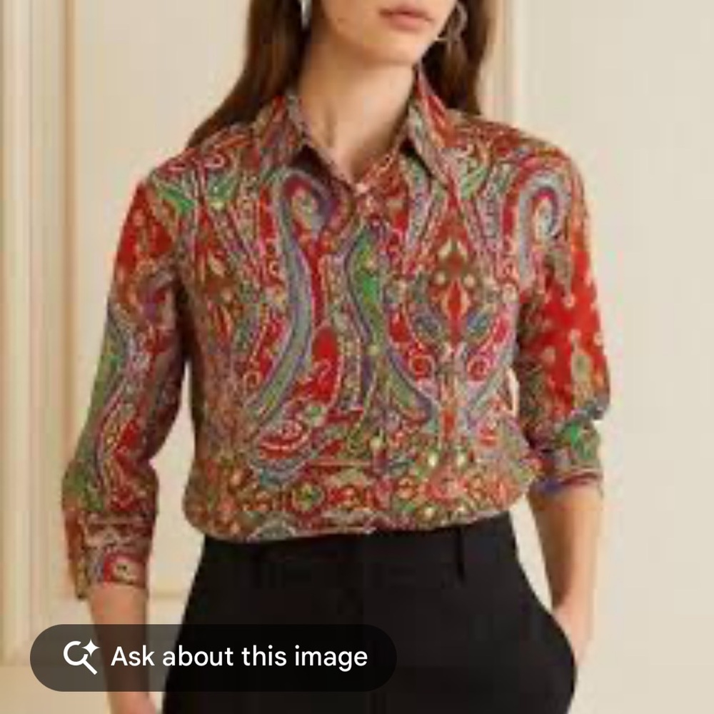 Ralph Lauren Red Paisley Women's Top